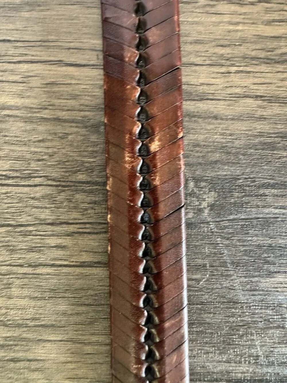 Vintage Western Braided Leather Fishtail Belt Rattlesnake